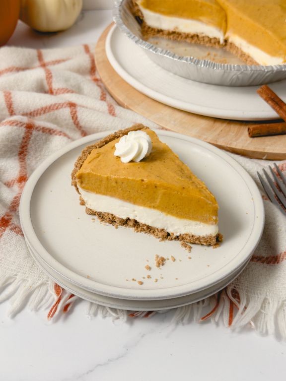 Double-Layer Pumpkin Pie with Whipped Cream Topping