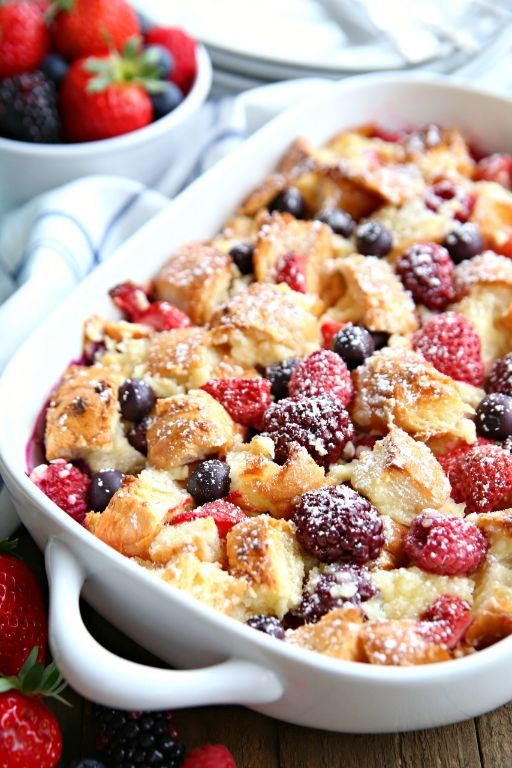 Easter Brunch Casserole with Croissants and Berries