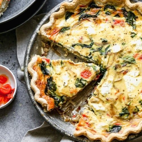 Easter Quiche Casserole with Goat Cheese and Herbs