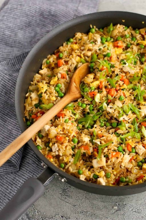 Easy Pulled Rotisserie Chicken Fried Rice