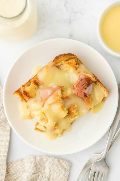 Eggnog Bread Pudding with Vanilla Sauce