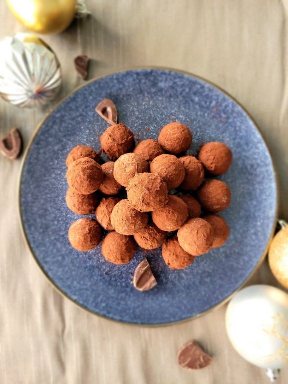 Eggnog Chocolate Truffles with Cocoa Dust
