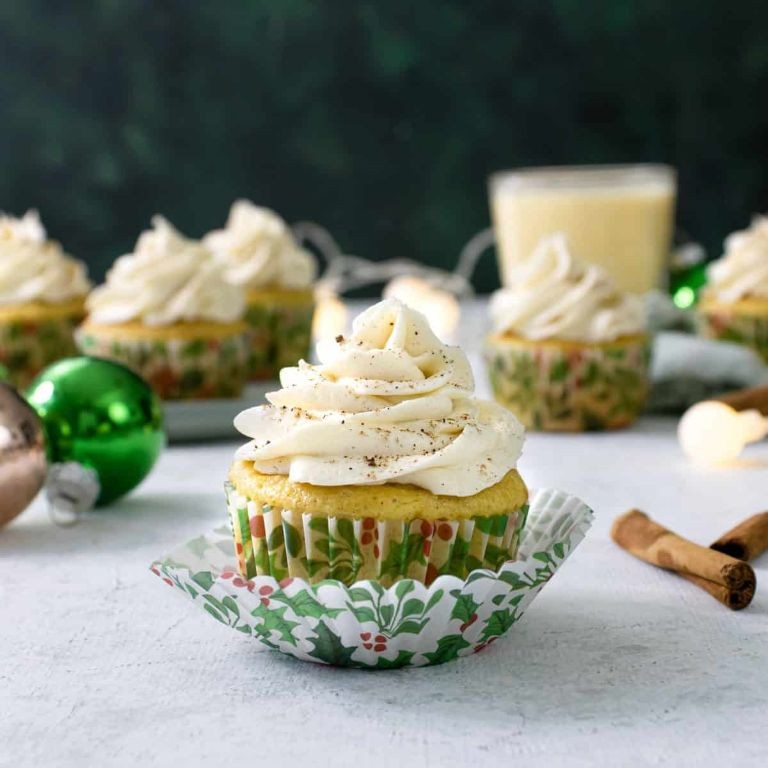 Eggnog Cupcakes with Bourbon Frosting