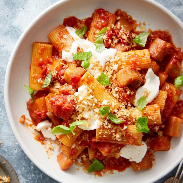 Eggplant Parmesan Pasta Bake