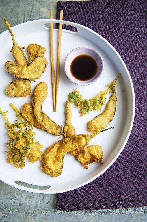 Eggplant Tempura with Miso Dressing
