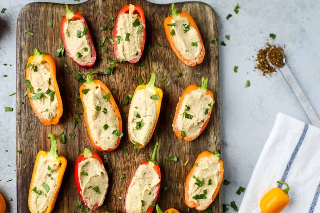 Eggplant and Hummus Stuffed Mini Peppers