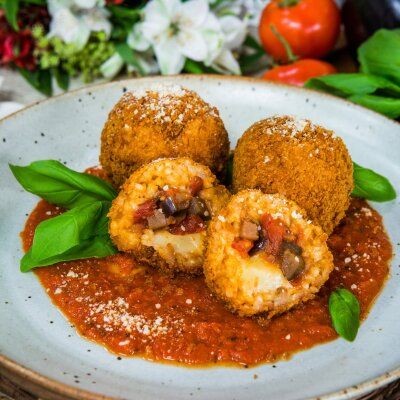 Eggplant and Mozzarella Arancini