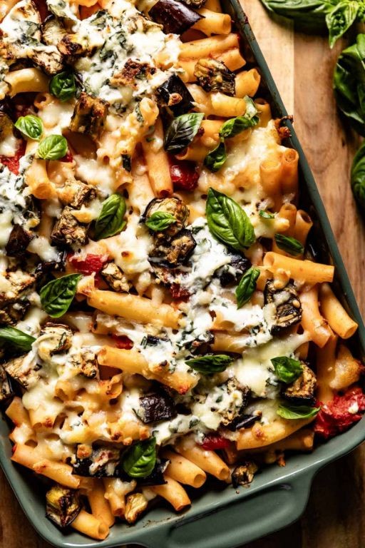 Eggplant and Ricotta Baked Mostaccioli
