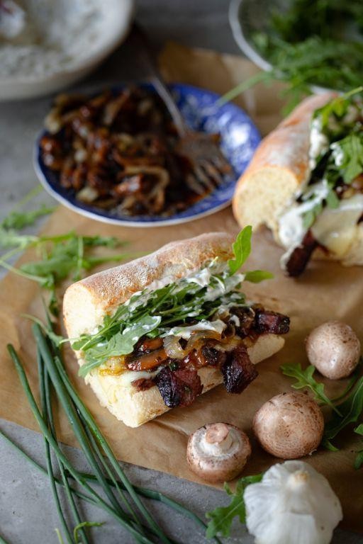 Eye of Round Steak Sandwich with Caramelized Onions