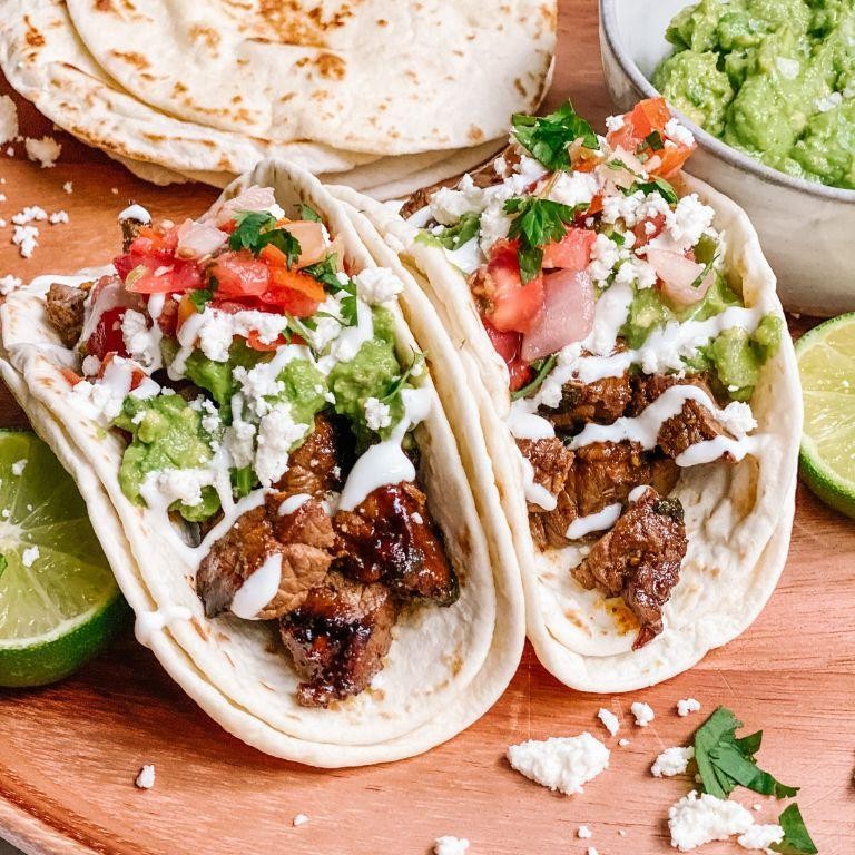 Eye of Round Steak Tacos with Lime Crema
