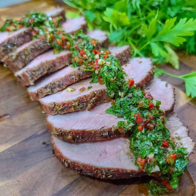 Eye of Round Steak with Chimichurri Sauce