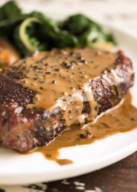Eye of Round Steak with Creamy Peppercorn Sauce
