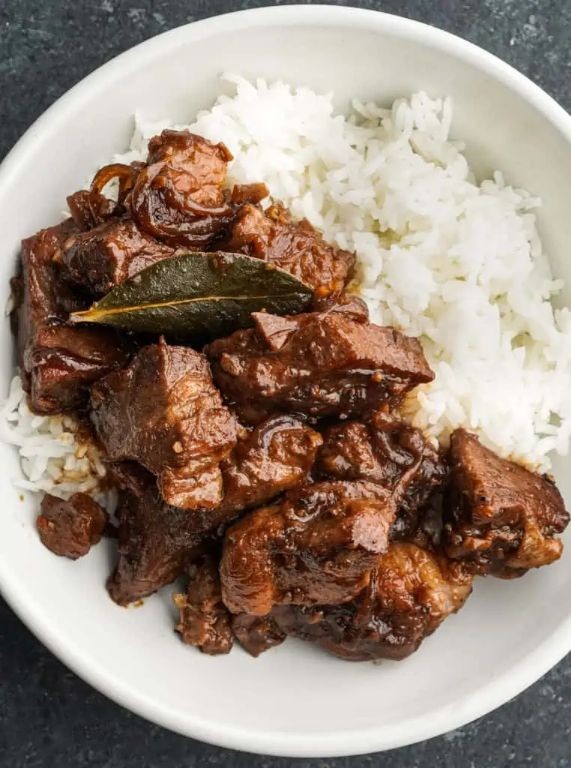 Filipino Adobo Pork Shoulder with Vinegar and Garlic