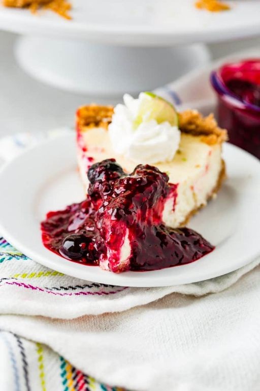Finger Lime Cheesecake with Berry Compote