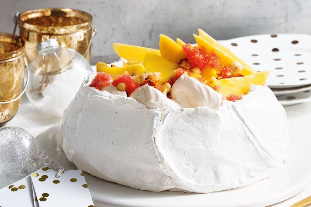 Finger Lime Pavlova with Whipped Cream
