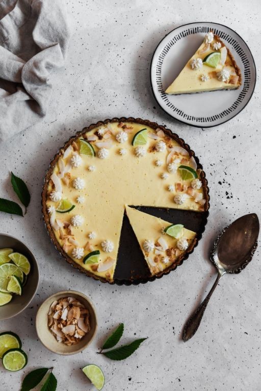 Finger Lime Tart with Coconut Crust