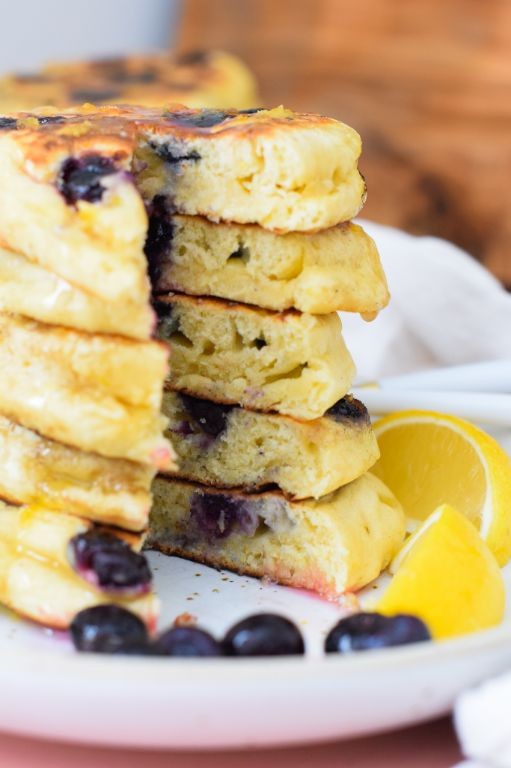 Fluffy Lemon Blueberry Pancakes