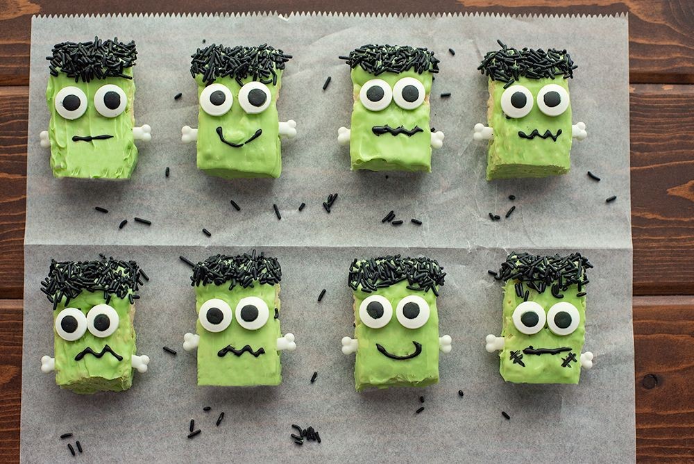 Frankenstein Rice Krispie Treats with Green Dye