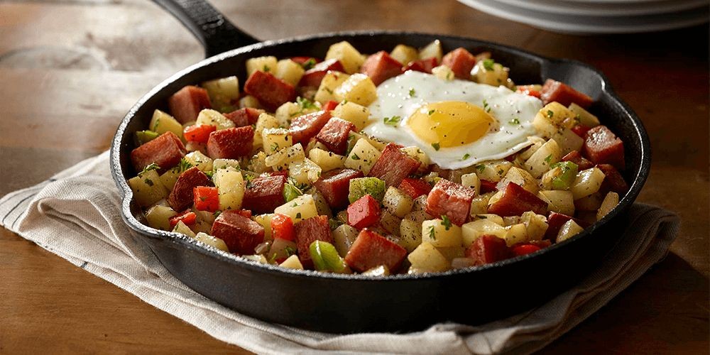 Fried Spam and Sweet Potato Hash
