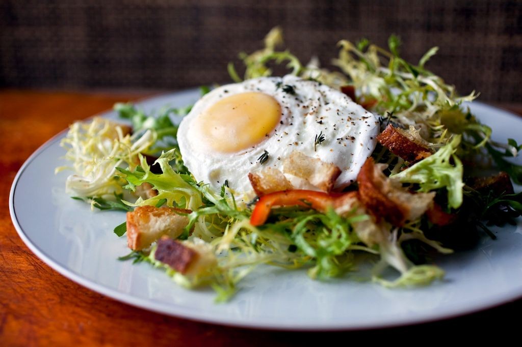 Frisee Salad with Poached Egg and Mustard Vinaigrette