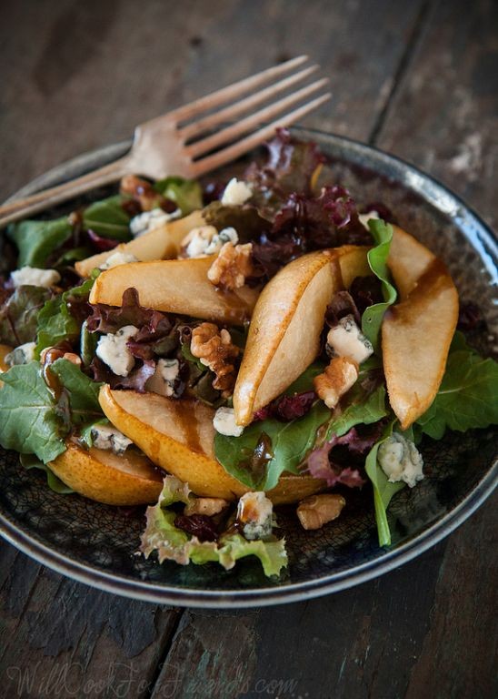 Frisee Salad with Roasted Pears and Gorgonzola