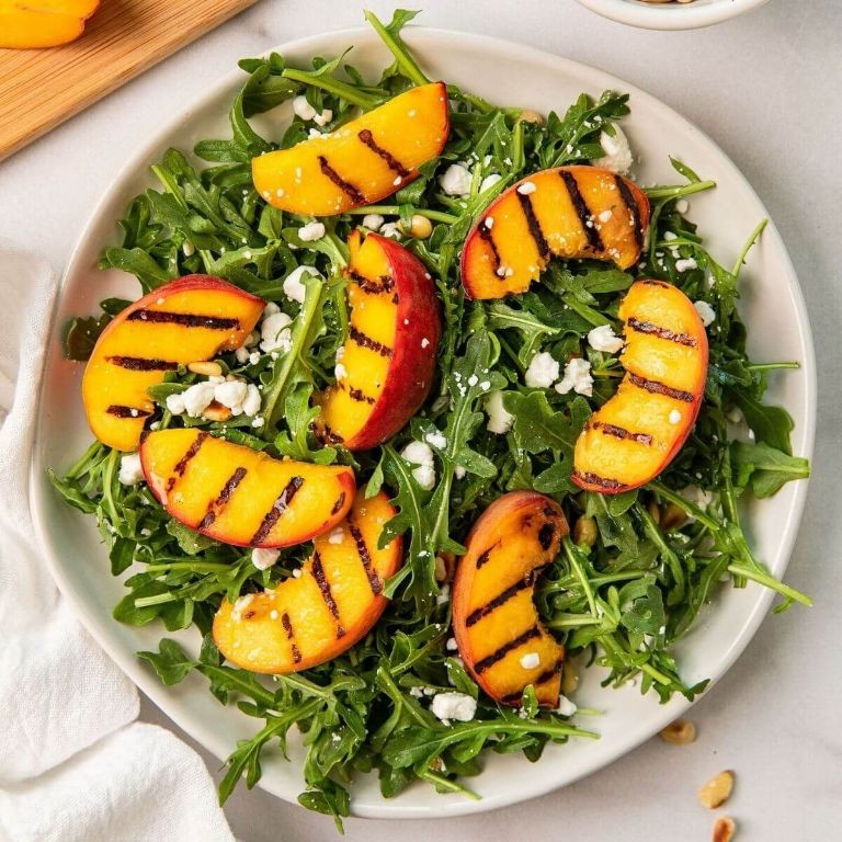 Frisee and Grilled Peach Salad with Balsamic Glaze