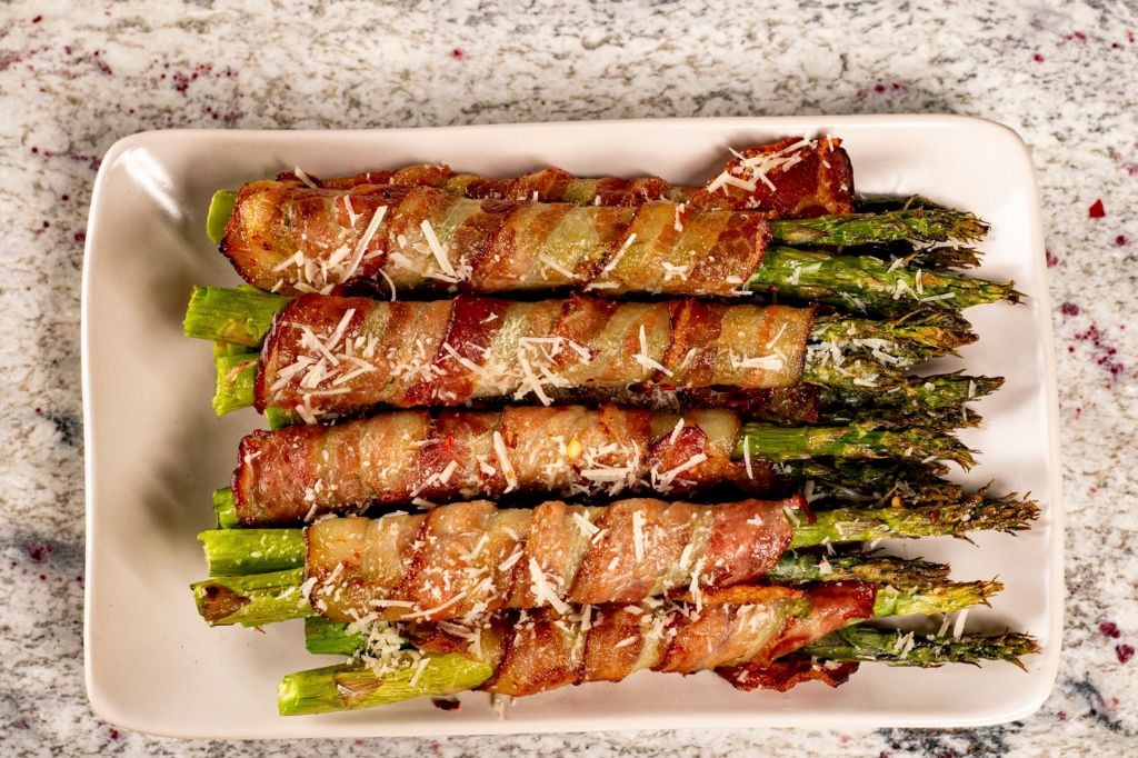 Garlic Butter Bacon Wrapped Asparagus