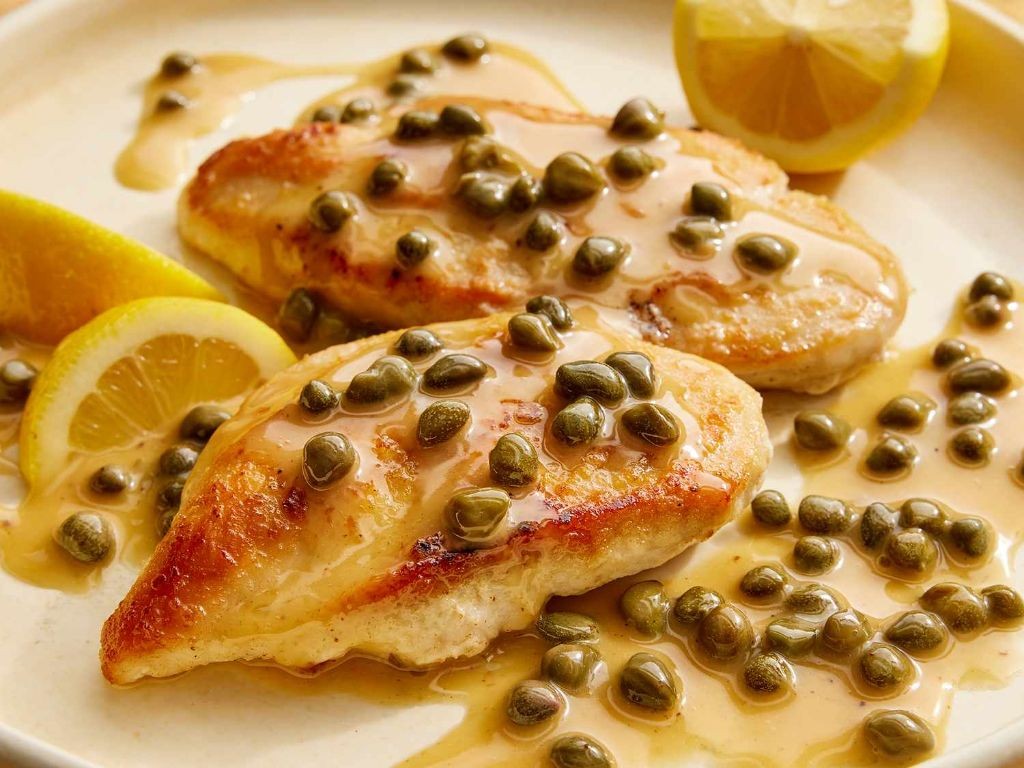 Garlic Butter Baked Chicken Breast with Lemon Caper Sauce