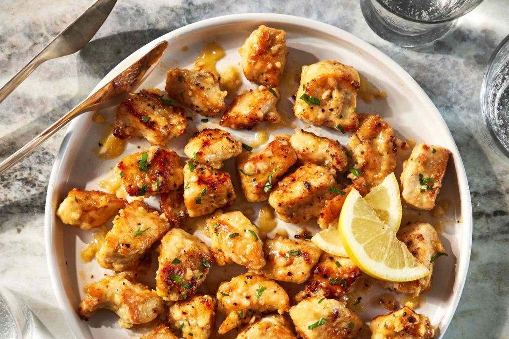 Garlic Butter Chicken Chunks with Lemon Zest