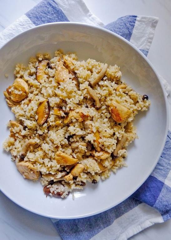 Garlic Butter Chicken and Rice with Mushrooms