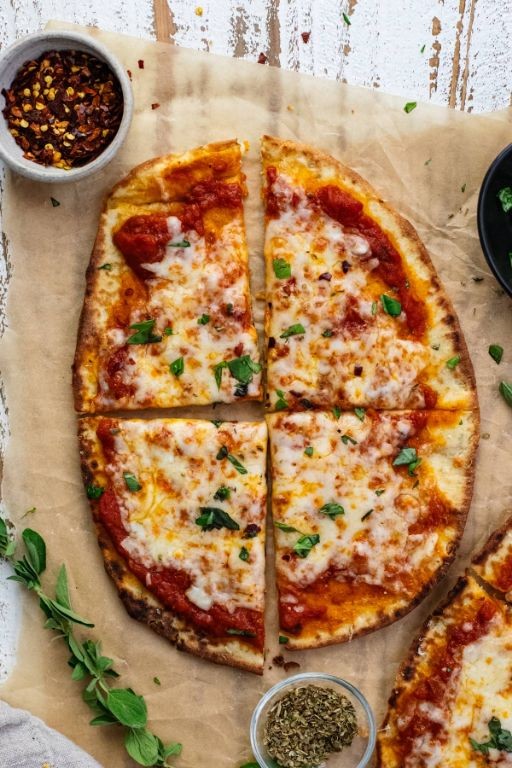 Garlic Butter Naan Bread Pizza