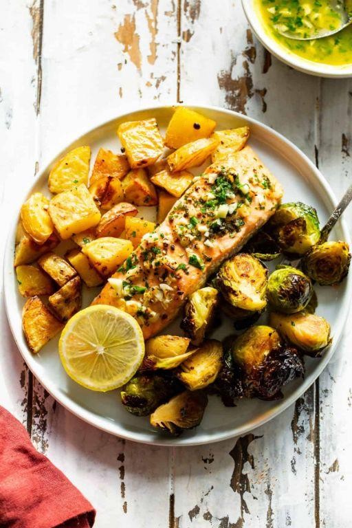 Garlic Butter Salmon with Roasted Veggies