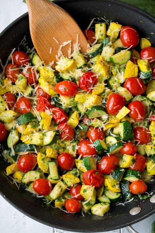 Garlic Butter Sauteed Zucchini and Tomatoes