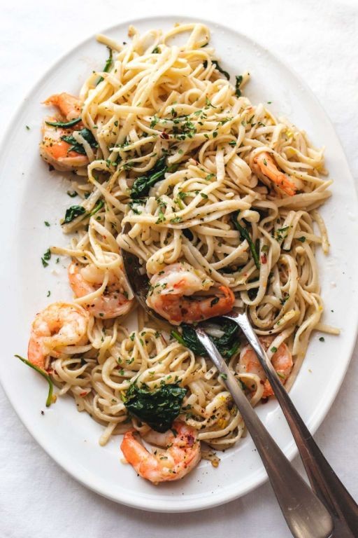 Garlic Butter Spinach Shrimp Scampi