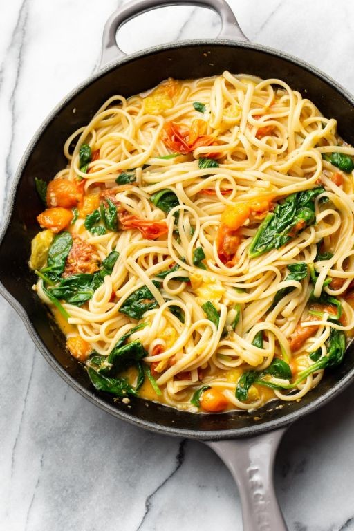 Garlic Butter Spinach and Tomato Skillet