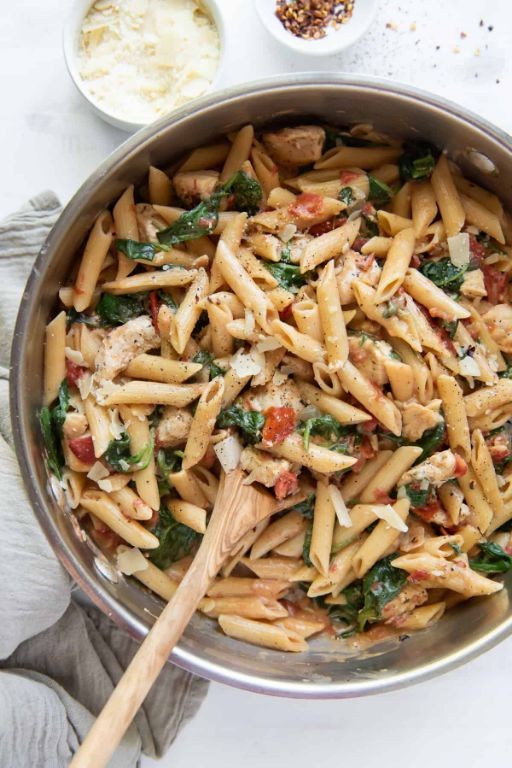 Garlic Herb Chicken Penne with Spinach