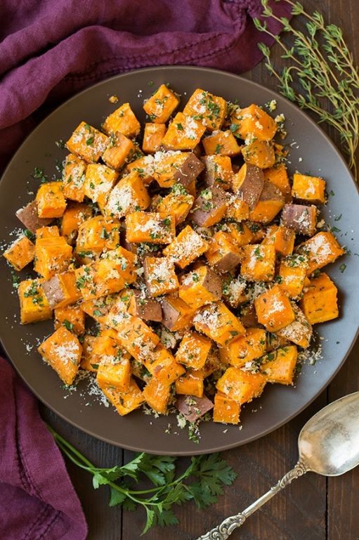 Garlic Herb Roasted Sweet Potatoes