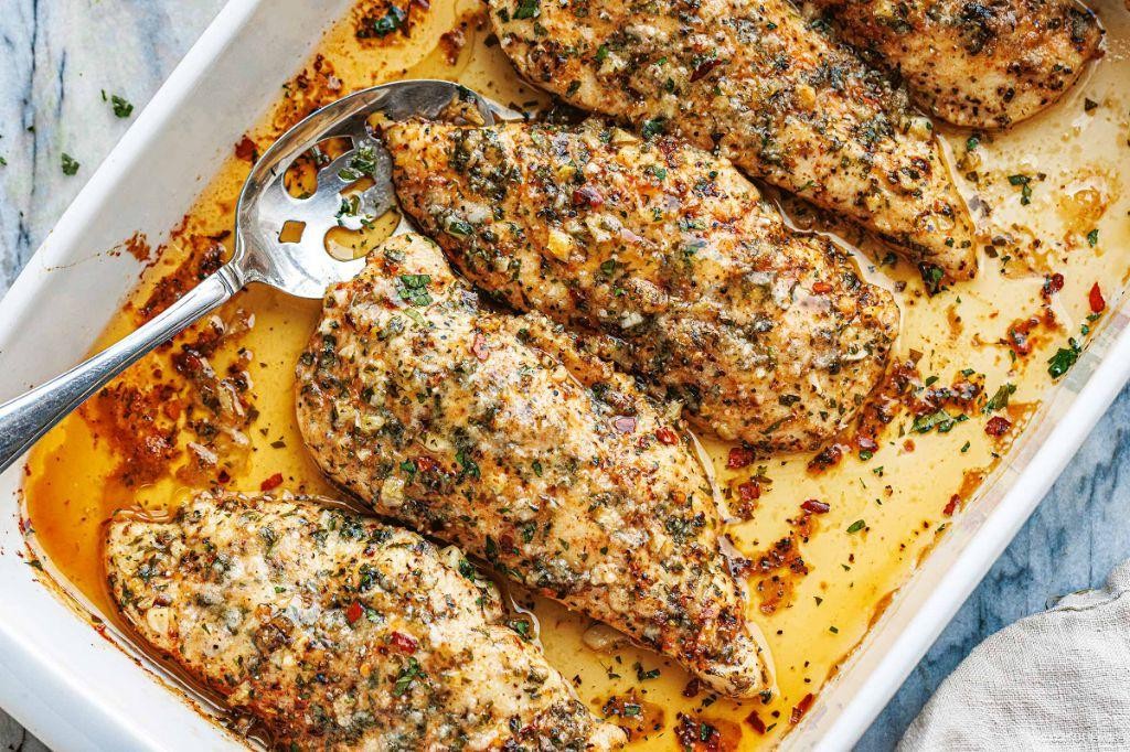 Garlic Parmesan Baked Bone-In Chicken Breast