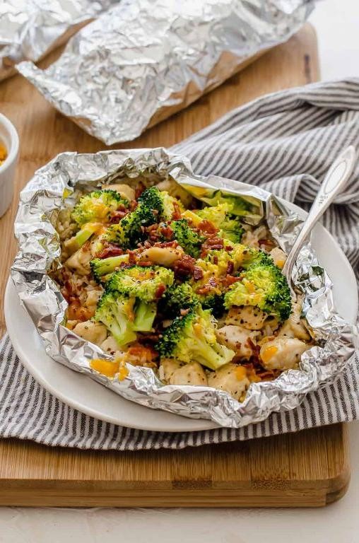 Garlic Parmesan Chicken and Broccoli Foil Pack