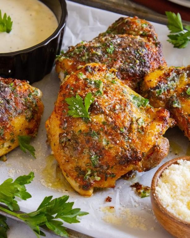 Garlic Parmesan Smothered Chicken Thighs