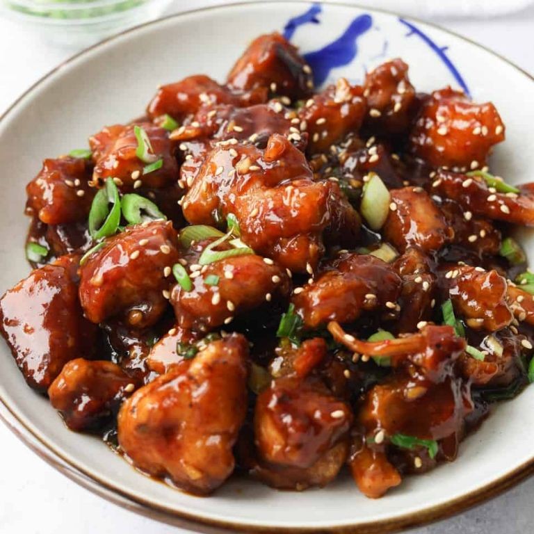General Tso Chicken with Green Onions and Chili Flakes