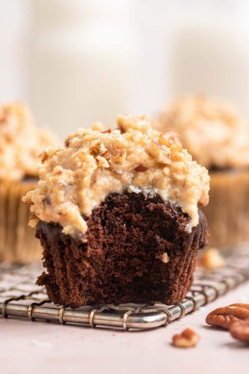 German Chocolate Box Cupcakes with Coconut Pecan Frosting