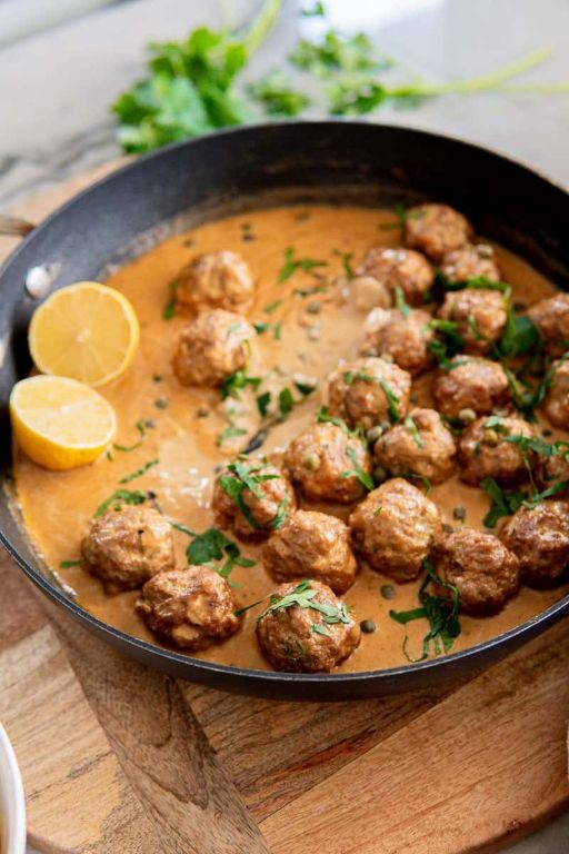 German-style meatballs in creamy mustard sauce