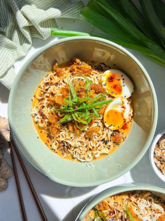 Ginger Miso Ramen with Soft-Boiled Eggs
