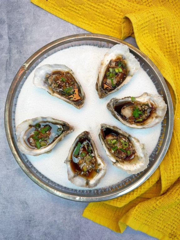 Ginger Scallion Grilled Oysters