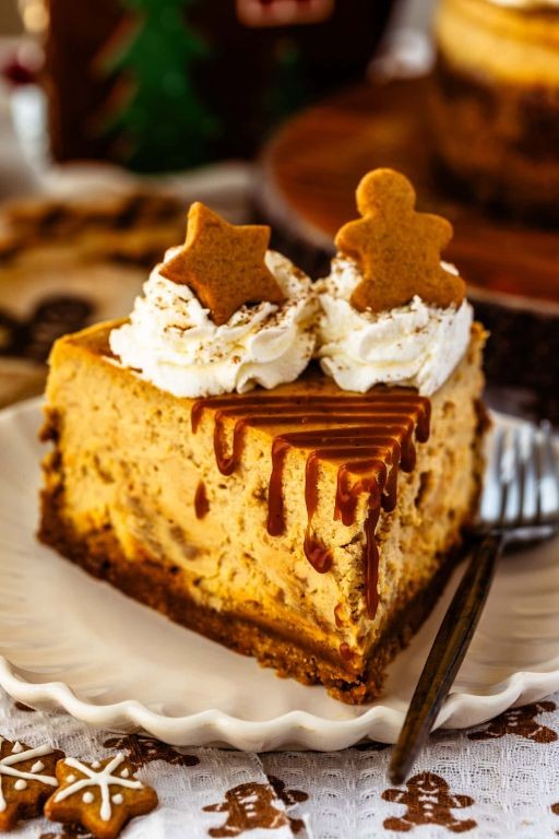 Gingerbread Cheesecake with Caramel Drizzle