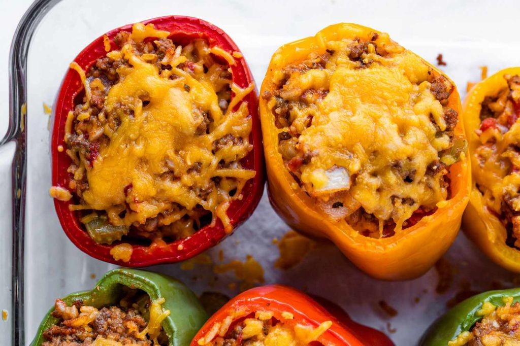 Gluten Free Stuffed Bell Peppers with Ground Beef