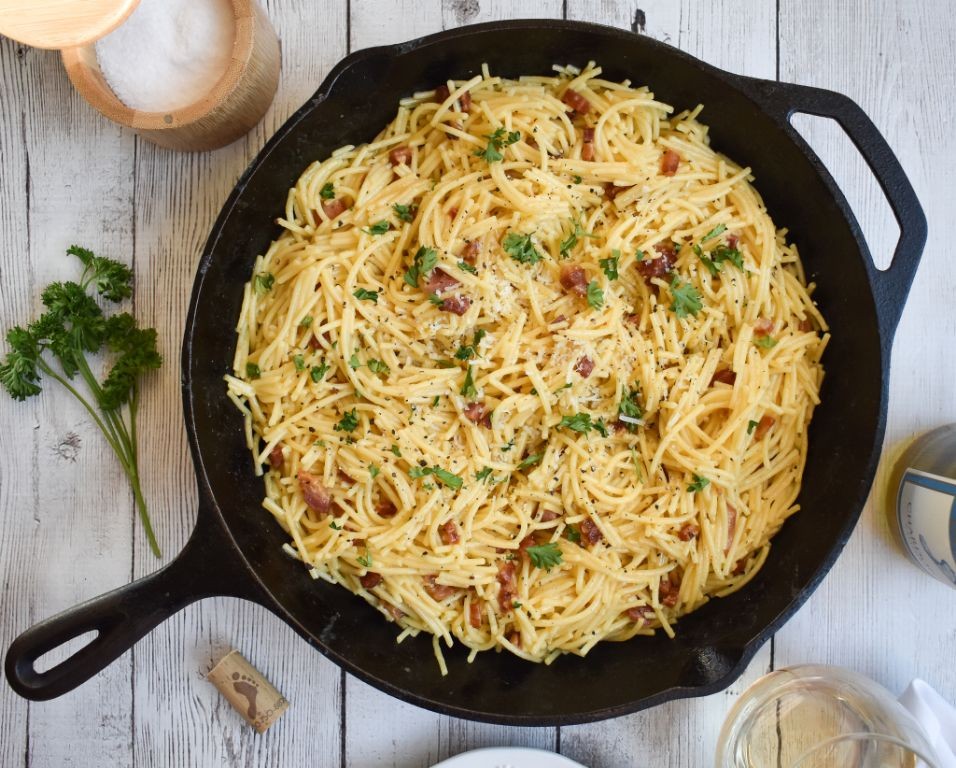 Gluten-Free Carbonara with Rice Noodles