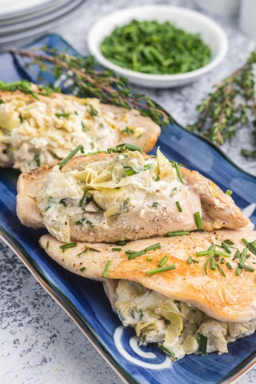 Goat Cheese and Chicken Stuffed Artichokes