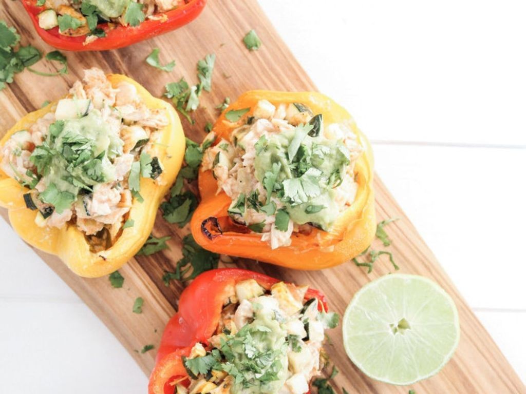 Goat Cheese and Chicken Stuffed Bell Peppers